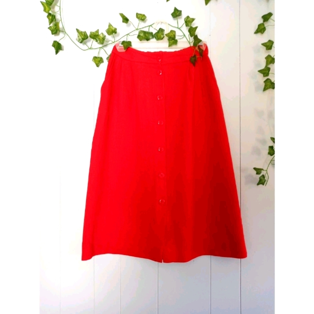 Vintage Enrico Lucovici Red Button Up Skirt